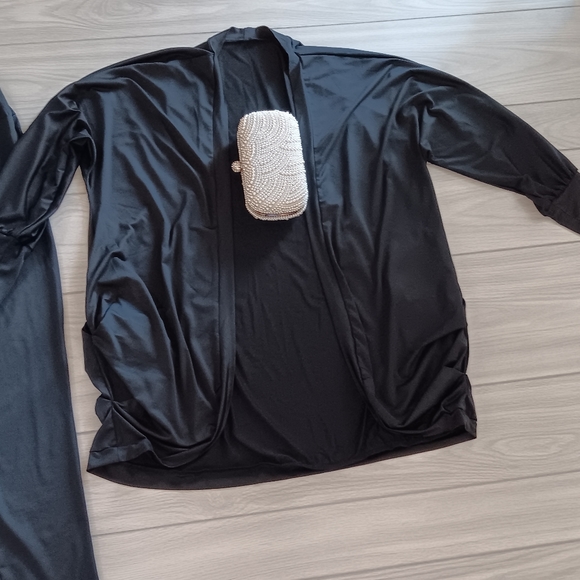 Women Solid Color Loose Long Sleeve Top And High Waist Pants Two-Piece Set - Picture 9 of 16